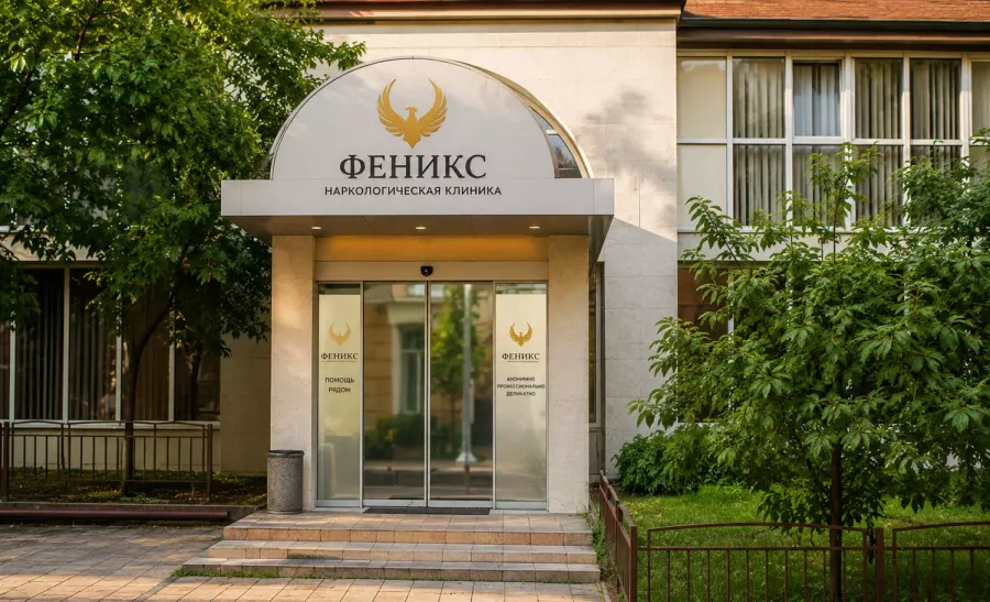 Вход в наркологическую клинику «Феникс» в Луховицах